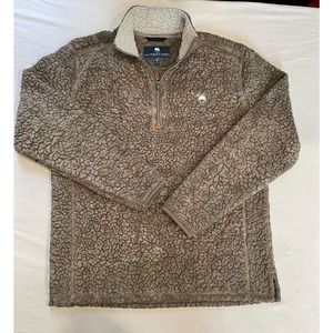 Southern Shirt Pullover Mens S Pique 1/4 Zip Polyester Long Sleeve Sweater Brown